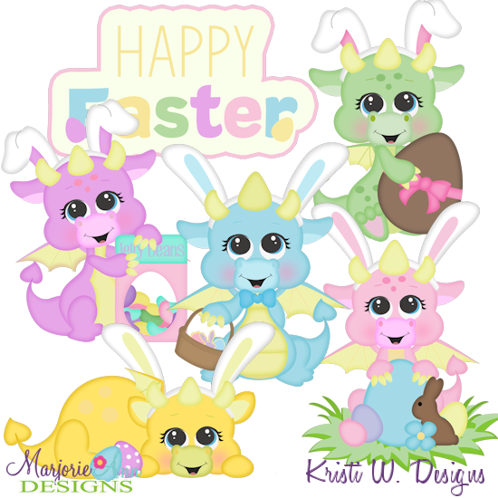 Easter Dragons SVG Cutting Files Includes Clipart - Click Image to Close